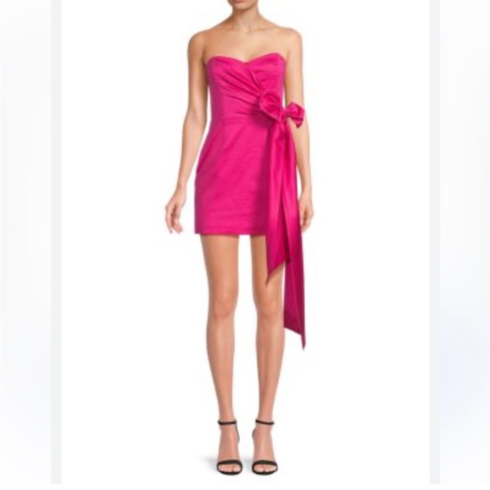 French Connection Florida Vibrant Pink Strapless Dress